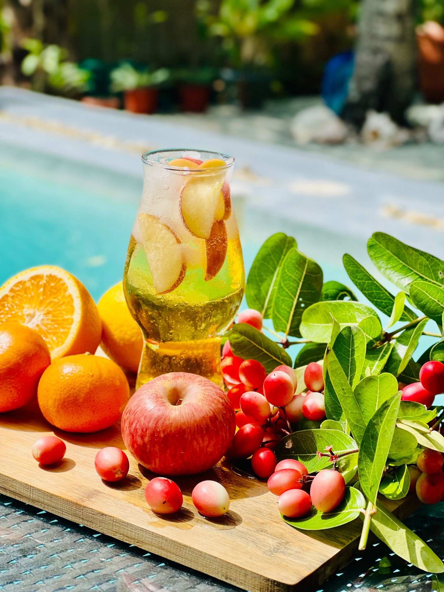 Citrus cocktail beside the pool